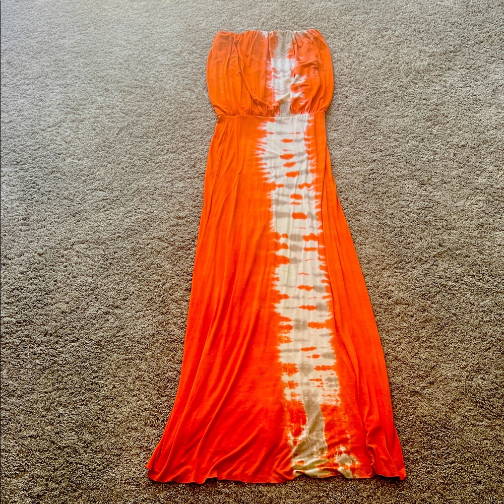 Young Fabulous & Broke Strapless Orange and White Dress